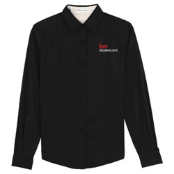 Port Authority Ladies Long Sleeve Easy Care Shirt - L608 - BLACK/LIGHT STONE